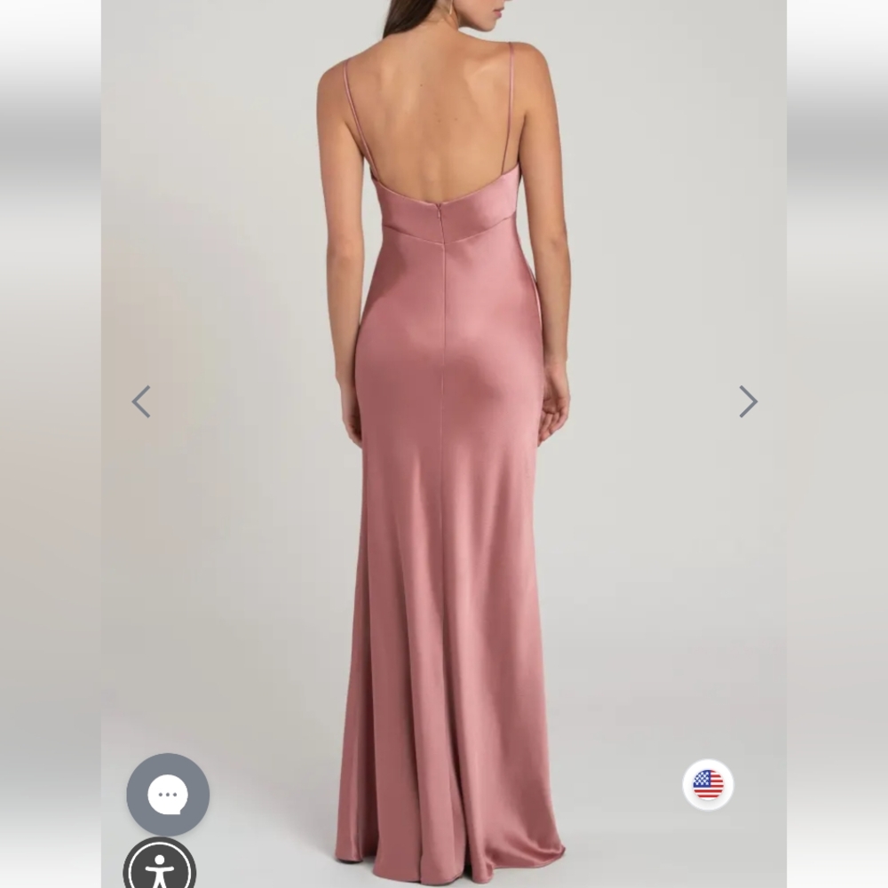 Jenny Yoo Addison Satin Slip Cowl Neck Bridesmaid Dress - Picture 2 of 15